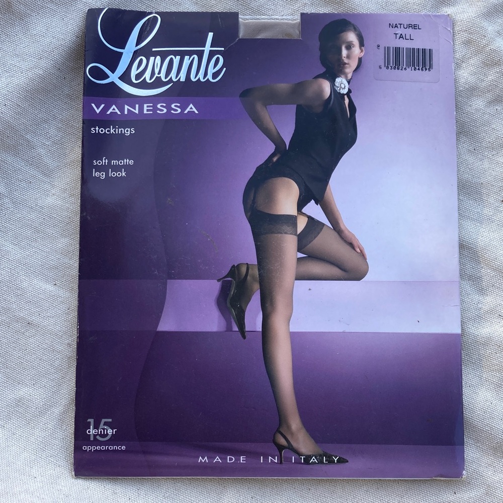Levante Vanessa nude silky matte Lycra thigh high stockings tall 15 denier